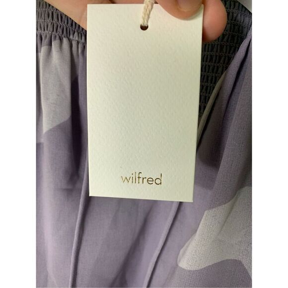 Aritzia Wilfred Castello Blouse Lavender Abstract Print Tie Neck Top Small NEW - Picture 5 of 8